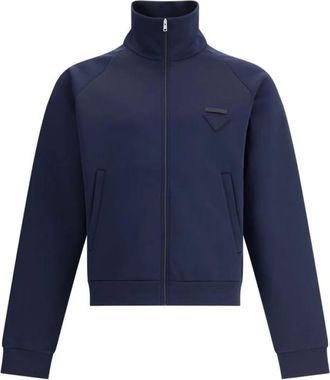 Prada Hoodies & sweatvesten, Heren, Blauw, S, Polyester, Sweatshirt met logo en rits