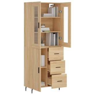 Berkfield Home Highboard Sonoma Oak 69.5x34x180 cm Engineered Wood in Light Brown
