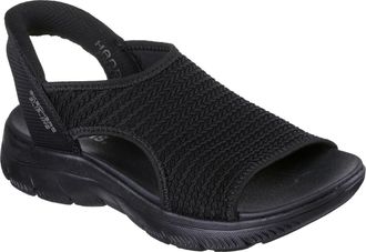 Skechers Womens Summits Sandal Sweetly Evolved Slip-On Sneakers, Black Knit, 3 UK