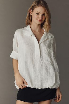 Maeve Relaxed Bubble-Hem Shirt Top