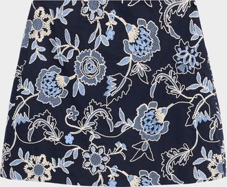 Tanya Taylor Ari Embroidered Mini Skirt