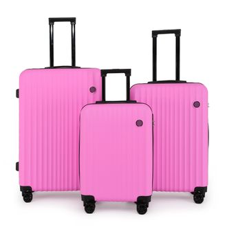 Infinity Leather Unisex Hard Shell ABS Pink Suitcase Set 8 Wheel Travel Case Holiday Bags - One Size