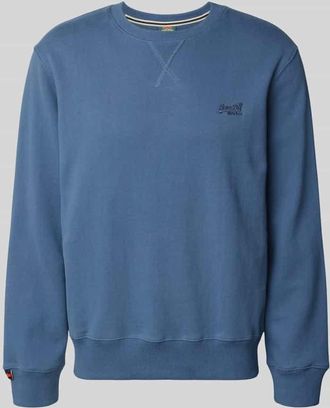 Superdry Sweatshirt mit Rundhalsausschnitt und Label-Stitching in Dunkelblau, Gr&ouml;&szlig;e XXXL
