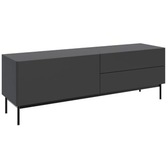 Selsey Selsey Olio - Mueble Tv Con 1 Puerta Abatible Y 2 Cajones - 160 Cm - Negro