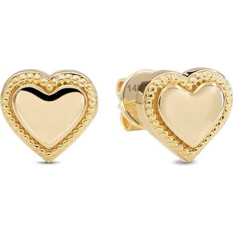 Devata Sweet Heart Stud Earrings in 14K Gold in Yellow Gold at Nordstrom