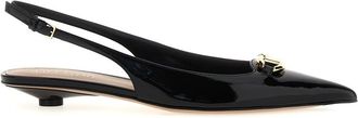 Valentino Garavani Black Logo Slingback Ballet Flats