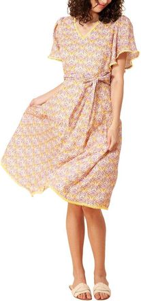 Hale Bob Hale Bob V-Neck Linen Midi Dress