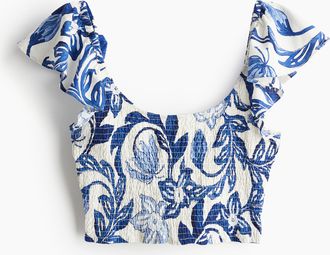 H&M Gesmoktes Kurztop - White