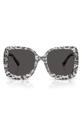 Dolce & Gabbana 55mm Square Sunglasses in Black Lace /Dark Grey at Nordstrom