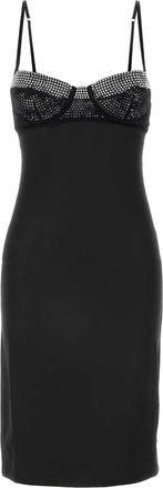 Os&eacute;ree Black Stretch Satin Dress