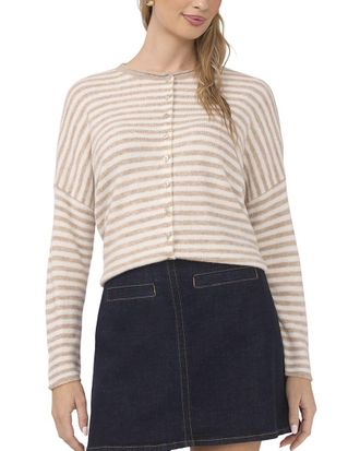 Vince Camuto Striped Rollneck Cardigan