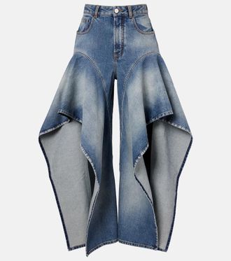 Alaia Ala&iuml;a Ruffled wide-leg jeans