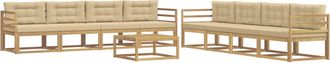 vidaXL Conjunto De Sof&aacute;s De Exterior 9 Uds. Y Beige Poli&eacute;ster Vidaxl