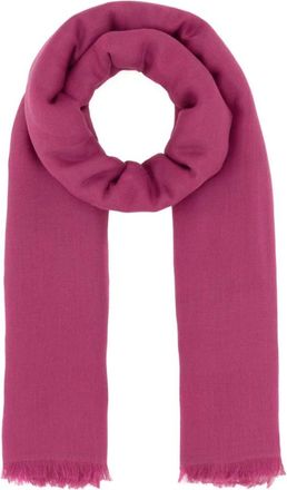 Max Mara Accessoires, Dames, Roze, ONE Size, Katoen, Jacquard Sjaal met Franjes
