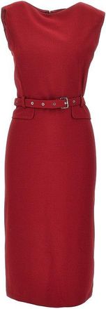 Pinko Crepe midi dress with belt Woman 38