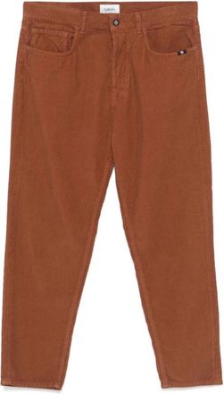 Amish Bruine Katoenen Jeremiah Jeans Geborduurd Logo - Heren - Slim Fit Jeans - Bruin - W30 - Katoen - Jeans
