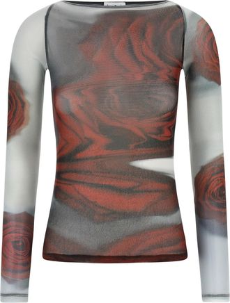 Jean Paul Gaultier the Red Blurry Roses Top