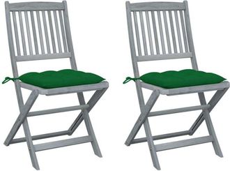 vidaXL Vidaxl - Sillas De Jard&iacute;n Plegables 2 Uds Cojines Madera Maciza Acacia