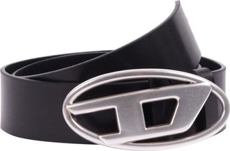 Diesel Black Polyurethane Oval Buckle Belt