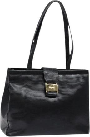 Ferragamo Pre-owned Shoulder Bags, female, Black, Size: ONE SIZE Pre-owned Leather Tote Bag