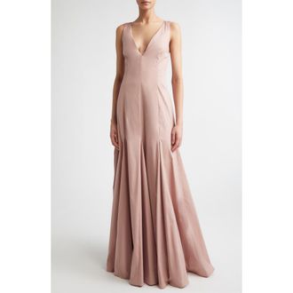 Bernadette Aurelia V-Neck Stretch Mermaid Gown in Dusty Pink at Nordstrom, Size 6 Us