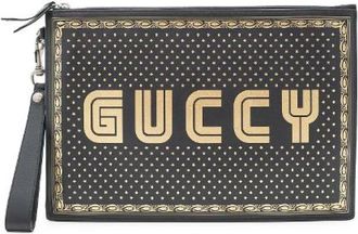 Gucci Pre-owned Guccy Magnetismo Clutch - Dames - Vintage Clutch - Zwart - ONE Size - Leer - Vintage