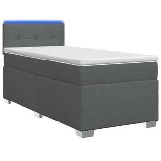 vidaXL Cama Con Base Tapizada, Colch&oacute;n Y Luz Led Gris Oscuro Tela Vidaxl
