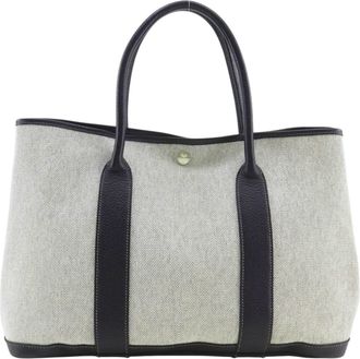 Herm&egrave;s Black Gray White Toile H Tote Bag (Pre-Owned)