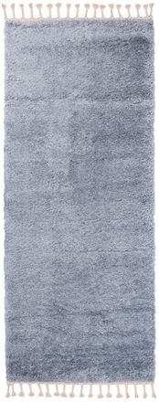 Tapiso Alfombra de pasillo dormitorio azul borlas shaggy 70 x 300 cm