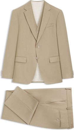BOSS Three-piece slim-fit suit in virgin-wool serge