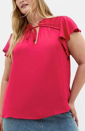 City Chic Drama Queen Woven Shirt in Raspberry at Nordstrom, Size Xxxs