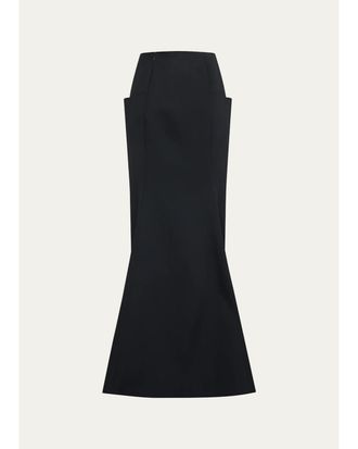 Alaia Sculptural Wool Crepe Maxi Column Skirt