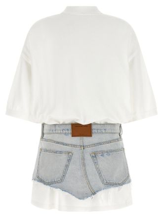 Alexander Wang Hybrid Polo Shirt and Denim Skirt Dress - White
