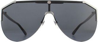 Gucci Shield Ruthenium and Black Grey Sunglasses