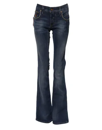 John Galliano Cotton Mid Waist Wide Leg Womens Jeans