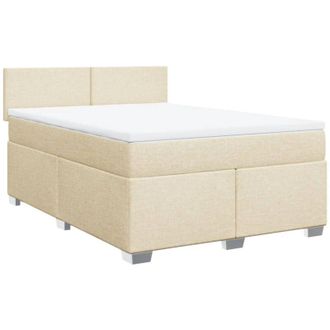 vidaXL Cama Box Spring Con Colch&oacute;n Tela Color Crema 140x190 Cm Vidaxl