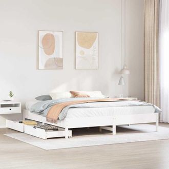 vidaXL Vidaxl - Estructura De Cama Sin Colch&oacute;n Madera Maciza Blanca 200x200 Cm