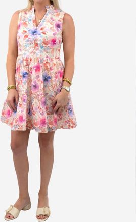 Fate Pastel Eyelet Mini Dress In Watercolor Floral