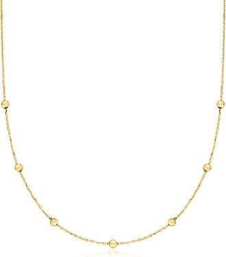 Canaria Canaria Italian 10kt Yellow Gold Bead Station Necklace