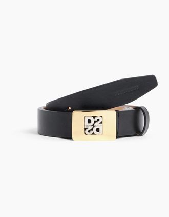 Dsquared2 Mens D2 Upside Down Plaque Belt - Black - Size: 105