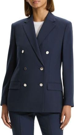 Theory Oxford Boxy Double Breasted Jacket in Nocturne Navy at Nordstrom Rack, Size 6