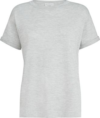 Brunello Cucinelli Cashmere and silk lightweight sweater in Light Grey at Nordstrom, Size Xx-Large Eu