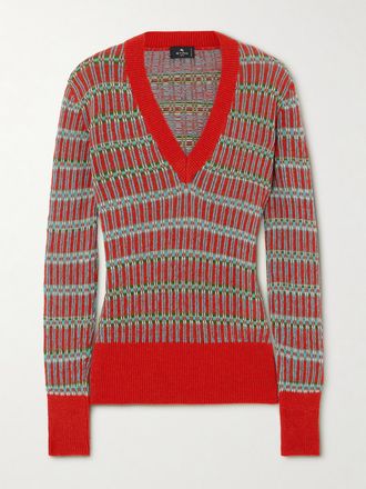 Etro Pullover In Misto Lana Jacquard - Rosso