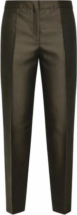 Max Mara Straight Broeken - Dames - Straight fit broeken - Groen - L - Katoen - Broeken