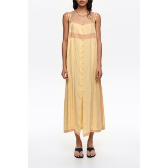Bimba & Lola A-Line Dress With Buttons And Lace in Yellow at Nordstrom, Size X-Small Eu