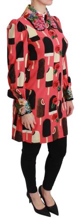 Dolce & Gabbana Womens Pink Ice Cream Roses Sequined Dress Silk