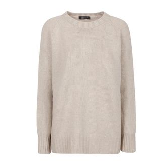 Aragona Over Ronde Hals Raglan Trui - Dames - Cashmere truien - Beige - 2XS - Kasjmier - Truien & Vesten