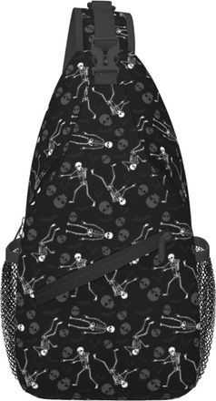 Generic Halloween Dance Skeletons Chest Bag Lightweight Sling Bag Breathable Crossbody Bags For Men Sports Women