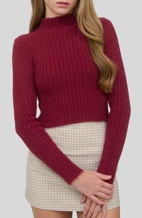 Blu Pepper Mock Neck Crop Sweater in Burgundy at Nordstrom Rack, Size Medium