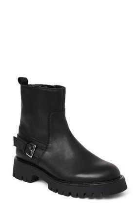 Bruno Magli Lensa Lug Sole Leather Moto Boot in Black at Nordstrom Rack, Size 10